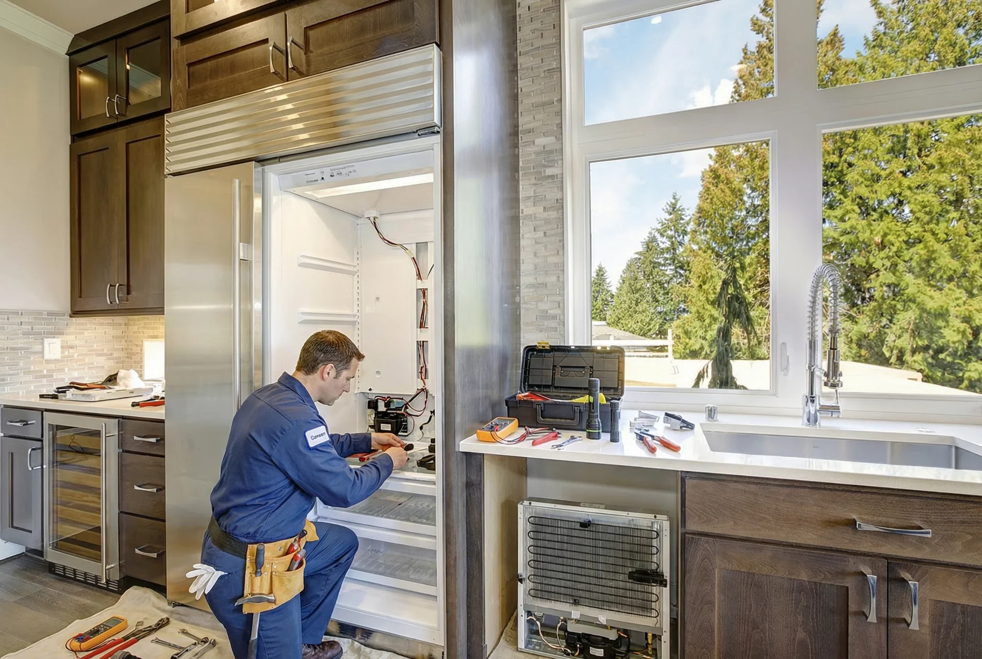 Sub-Zero built-in refrigerator in luxury Jacksonville kitchen — professional appliance repair